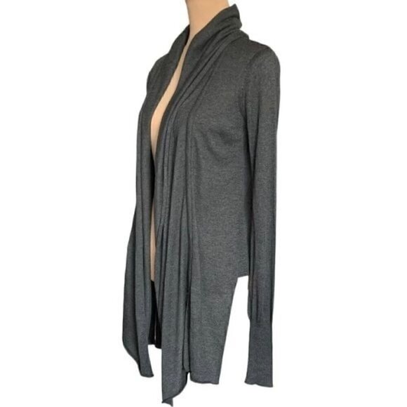 Gold Hawk Open Front Cardigan Sz.M Gray Silk Cashmere Blend Thumbhole Grunge Y2K - Picture 11 of 11